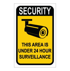 תמונה של שלט - SECURITY - THIS AREA IS UNDER 24 HOUR SURVEILLANCE