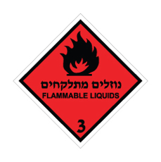 שלט - נוזלים מתלקחים - קבוצת סיכון 3