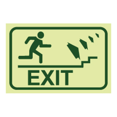 שלט פולט אור - EXIT -  עלה במדרגות מימין