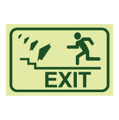 שלט פולט אור - EXIT -  עלה במדרגות משמאל