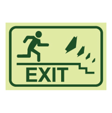 שלט פולט אור - EXIT -  רד במדרגות מימין