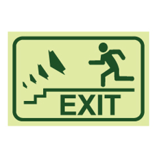 שלט פולט אור - EXIT -  רד במדרגות משמאל