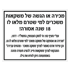 שלט תקנה למכירת אלכוהול – חובה על פי חוק לתלייה בעסק