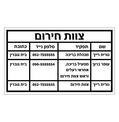 תמונה של שלט - צוות בריכה לשעת חירום