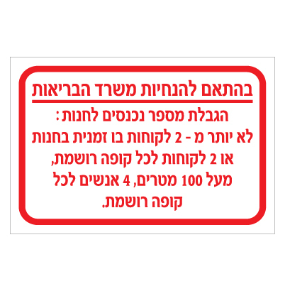 תמונה של שלט - הגבלת מספר נכנסים לחנות