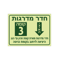 שלט פולט אור - יציאה לחדר מדרגות מקומה 3