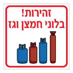 תמונה של שלט - זהירות! בלוני חמצן וגז