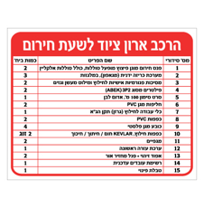 שלט - הרכב ארון ציוד לשעת חירום