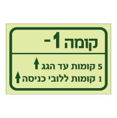 תמונה של שלט פולט אור - התמצאות בקומה 1-  ביחס לפתחי יציאה ומילוט