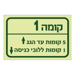 תמונה של שלט פולט אור - התמצאות בקומה 1  ביחס לפתחי יציאה ומילוט