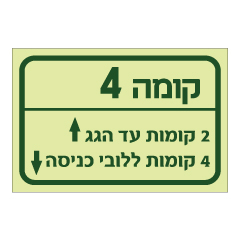 תמונה של שלט פולט אור - התמצאות בקומה 4 ביחס לפתחי יציאה ומילוט