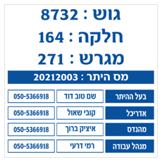 שלט - בעלי תפקידים באתר בניה