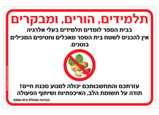 שלט לבתי ספר - בעלי אלרגיה למוצרים המכילים בוטנים