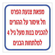שלט - מפאת צנעת הפרט, חל איסור על ההורים להכניס בנות מעל גיל 4 למלתחות הבנים