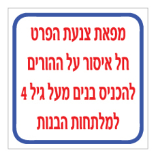שלט - מפאת צנעת הפרט, חל איסור על ההורים להכניס בנים מעל גיל 4 למלתחות הבנות