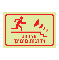 שלט פולט אור - זהירות מדרגות מימינך