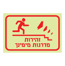 שלט פולט אור - זהירות מדרגות מימינך