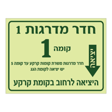 שלט פולט אור - יציאת מילוט מחדר מדרגות 1 בקומה 1
