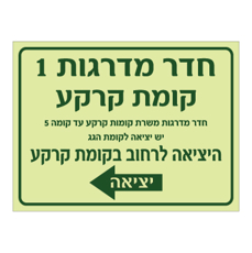 שלט פולט אור - יציאת מילוט מחדר מדרגות 1 בקומת קרקע