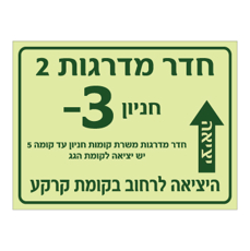 שלט פולט אור - יציאת מילוט מחדר מדרגות 2 בקומת חניון מינוס 3