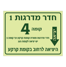 שלט פולט אור - יציאת מילוט מחדר מדרגות 1 בקומה 4