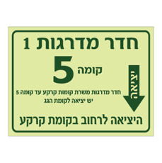 שלט פולט אור - יציאת מילוט מחדר מדרגות 1 בקומה 5