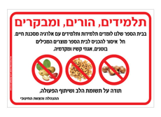שלט לבתי ספר - בעלי אלרגיה למוצרים המכילים בוטנים, אגוזי קשיו ומקדמיה