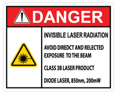 שלט - DANGER - INVISIBLE LASER RADIATION - דגם B