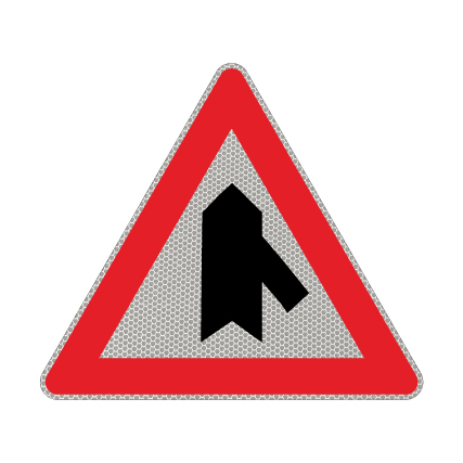 תמונה של שלט - תמרור 123 - תמרור - התמזגות עם כביש שבו זכות קדימה עם דרך צדדית מימין