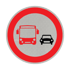 שלט - תמרור 402 - אסור לרכב שמשקלו הכולל המותר עולה על 4 טון לעקוף או לעבור על פניו של רכב מנועי