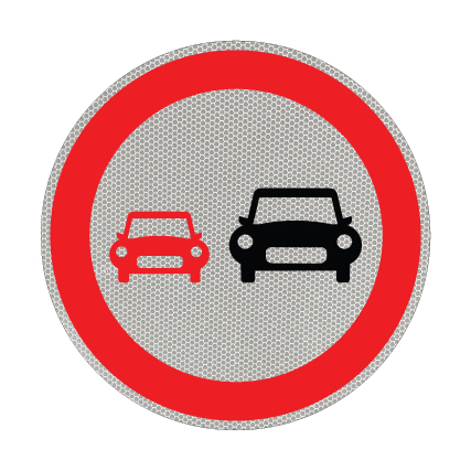 תמונה של שלט - תמרור 420 - תמרור - אסור לעקוף או לעבור על פניו של רכב מנועי הנע על יותר משני גלגלים באותו כיוון נסיעה