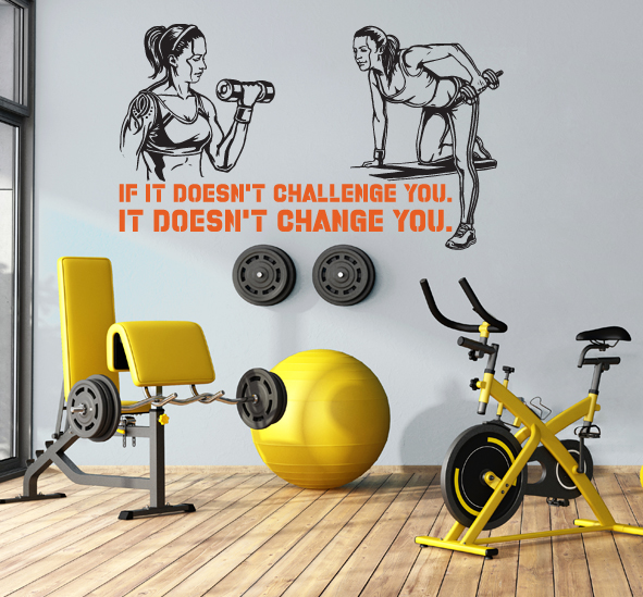 מדבקת קיר - IF YOU DOESNT CHALLENGE YOU.. בצירוף מתעמלות