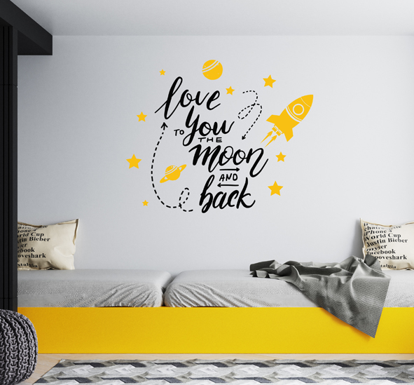 מדבקת קיר - Love you to the moon and back