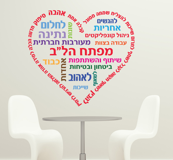 מדבקת קיר מפתח הל"ב