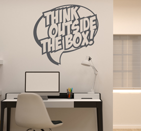 מדבקת קיר - Think outside the box בבועה