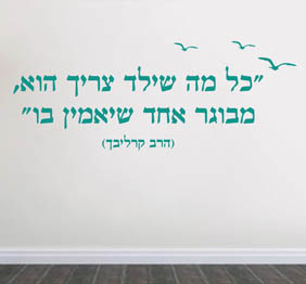 מדבקת קיר - כל מה שילד צריך - קרליבך -  בצירוף ציפורים.