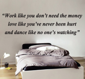 מדבקת קיר - work love & dance