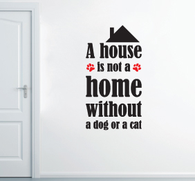 מדבקת קיר - home without dog / cat