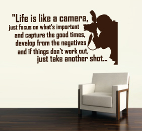 מדבקת קיר - life is like a camera