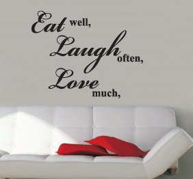 מדבקת קיר - eat, laugh & love