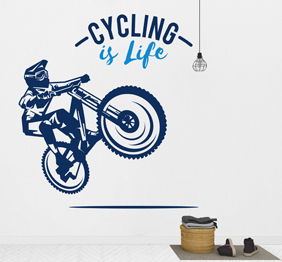 מדבקת קיר - אופניים - cycling is life