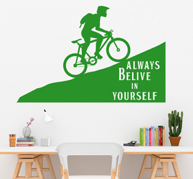 מדבקת קיר - ALWAYS BELIEVE IN YOURSELF בשילוב אופניים