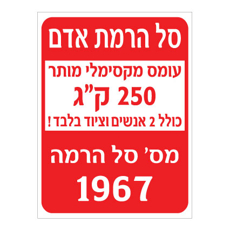 שלט סל הרמת אדם – עומס מקסימלי ומספר סל הרמה | אוריון עיצובים שלטי בטיחות