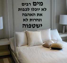 מדבקת קיר - מים רבים - שיר השירים