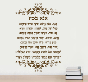 מדבקת קיר - תפילת אנא בכח - מתוך תהילים