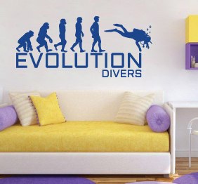 מדבקת קיר - אבולוציה - צלילה