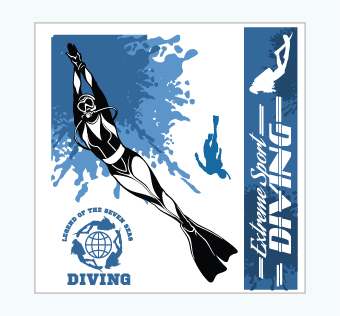 מדבקת קיר - פוסטר וניל - צלילה - EXTREME SPORT DIVING