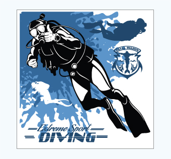 מדבקת קיר - פוסטר וניל - צלילה - EXTREME SPORT DIVING