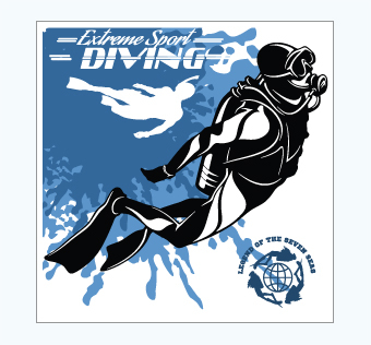 מדבקת קיר - פוסטר וניל - צלילה - EXTREME SPORT DIVING