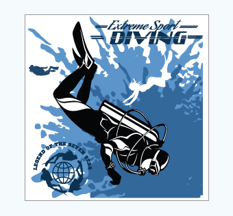 מדבקת קיר - פוסטר וניל - צלילה - EXTREME SPORT DIVING